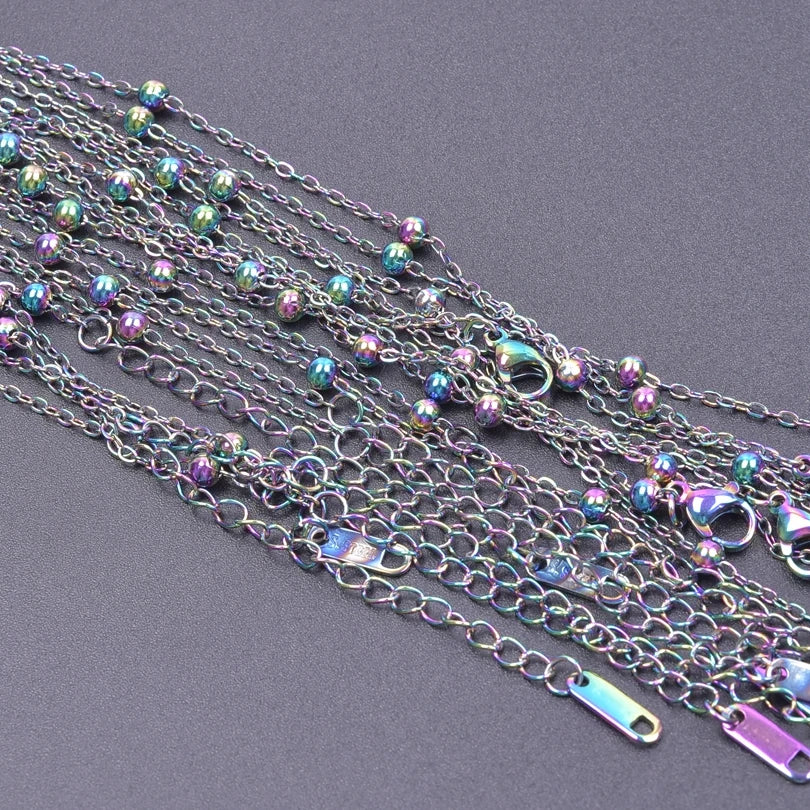2/5pcs Rainbow Chain New Personalized Multiple Shape Designs Necklace Chains For Jewelry Making DIY 304 Stainless Steel Chains