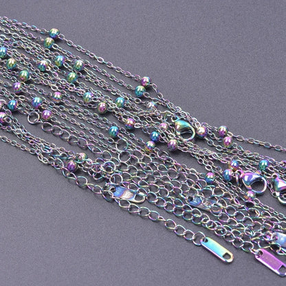 2/5pcs Rainbow Chain New Personalized Multiple Shape Designs Necklace Chains For Jewelry Making DIY 304 Stainless Steel Chains