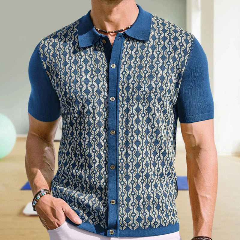 Camisas tipo polo Jacquard estilo europeo para hombre, tejido de punto, informal de negocios, frescura veraniega, viscosa de calidad, elásticas, sedosas