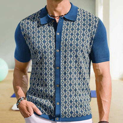 Camisas tipo polo Jacquard estilo europeo para hombre, tejido de punto, informal de negocios, frescura veraniega, viscosa de calidad, elásticas, sedosas