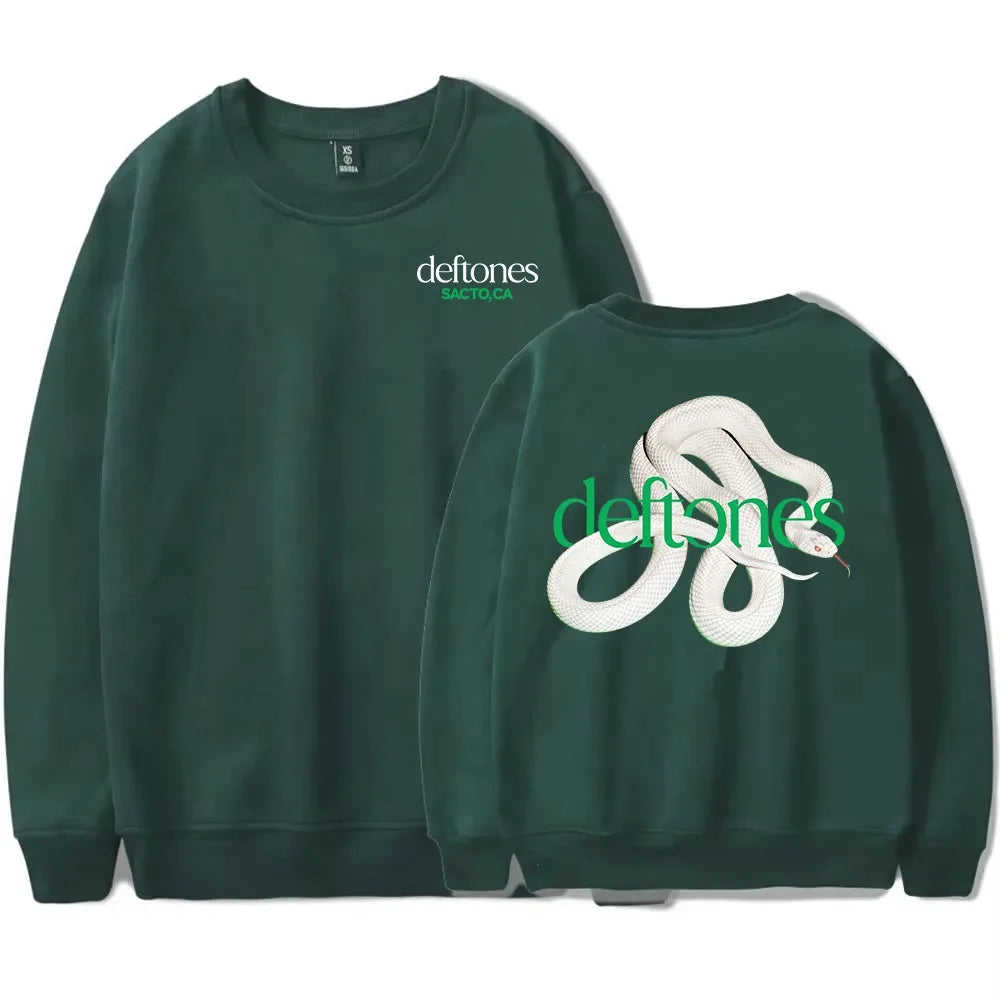 Sudadera de manga larga con lista de canciones Private Music Deftones Rock Band estampada con capucha, cuello redondo, informal, suelta, para hombre, otoño