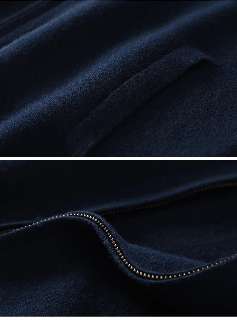 Suéter 100% Lana Merino para Hombre, Cuello Polo, Cierre de Cremallera, Cártigan de Negocios, Chaqueta de Cachemira, Tejido para Otoño Invierno