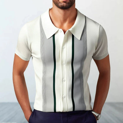 Camisas tipo polo Jacquard estilo europeo para hombre, tejido de punto, informal de negocios, frescura veraniega, viscosa de calidad, elásticas, sedosas