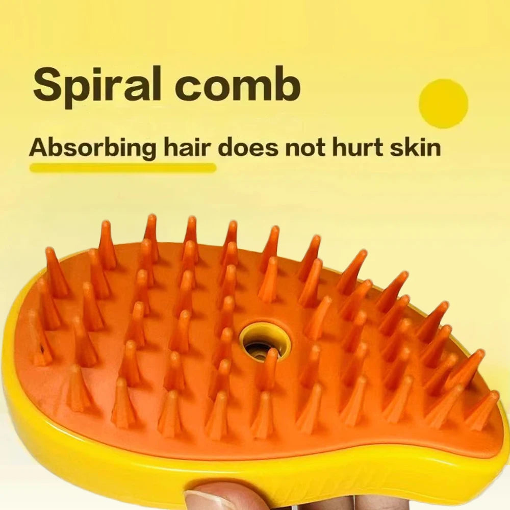 Cepillo de vapor giratorio para gatos y perros, peine eléctrico pulverizador para eliminar el pelo, cepillo de gato de silicona suave para masaje, peine de aseo, accesorios para mascotas