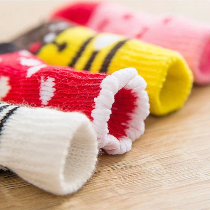 4 pzs./set calcetines para perros con patrón bonito, cubrepies cálidos antideslizantes, zapatos protectores para patas de cachorro, regalo de Navidad, accesorios para mascotas