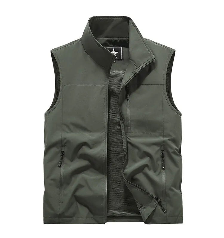 Chalecos cargo de verano para hombre, finos, de malla transpirable, chalecos sin mangas para escalar, chaquetas, ropa deportiva masculina, chalecos informales 6XL