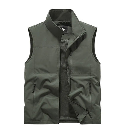 Chalecos cargo de verano para hombre, finos, de malla transpirable, chalecos sin mangas para escalar, chaquetas, ropa deportiva masculina, chalecos informales 6XL