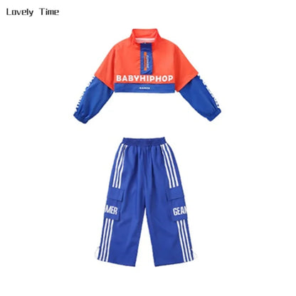 Chaqueta de hip hop para niños Pantalones cargo de contraste Sudaderas para niñas Conjuntos de ropa de baile callejero Chándal para niños Ropa urbana infantil