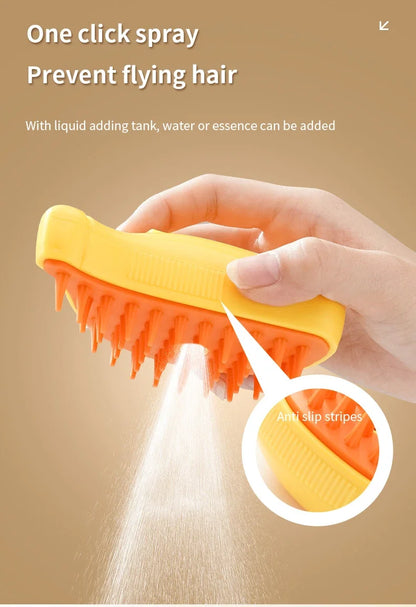 Cepillo de vapor giratorio para gatos y perros, peine eléctrico pulverizador para eliminar el pelo, cepillo de gato de silicona suave para masaje, peine de aseo, accesorios para mascotas