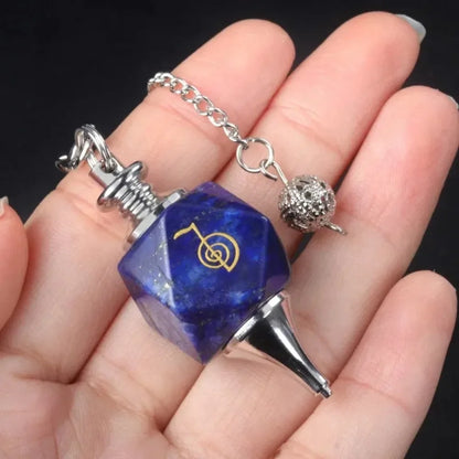 New Semi-precious Stone Chakra Pendulum Lapis Amethyst Semi-precious Stone Pendulum Cho Ku Rei Symbols Energy Pendulum