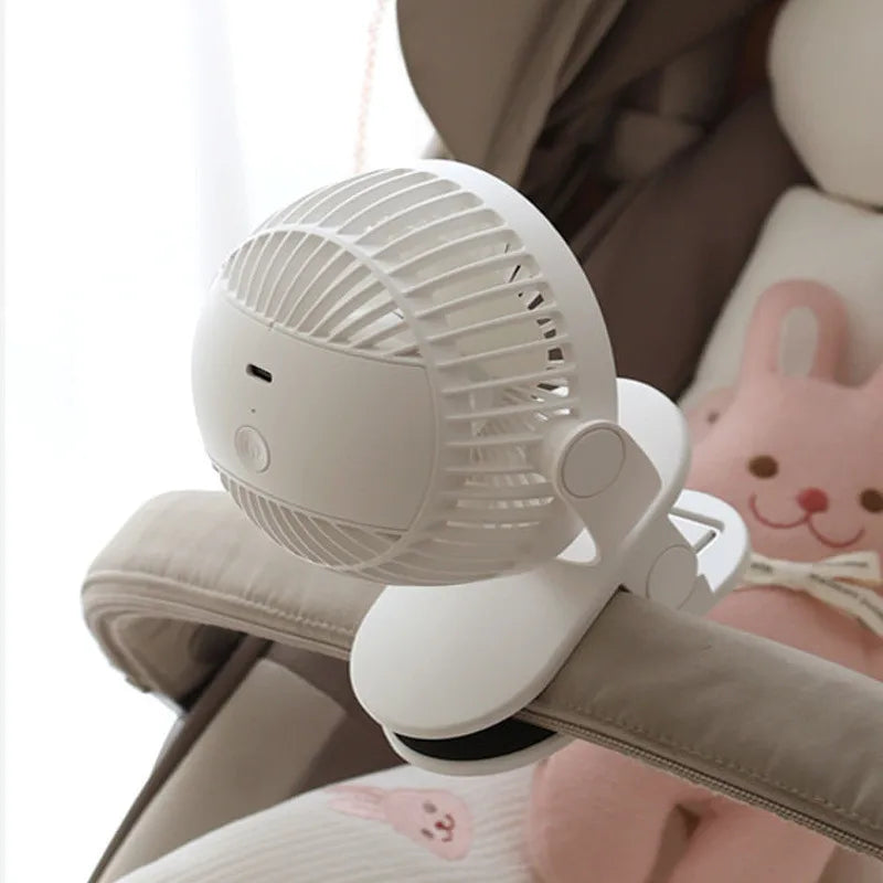Ventiladores coreanos para cochecitos de bebé, ventilador portátil de clip para exteriores, lindo oso, conejo, ventilador eléctrico de mano recargable para el hogar, 3 velocidades