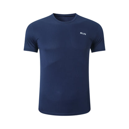 Camiseta de verano elástica para hombre, transpirable, de seda helada, de manga corta, casual, de secado rápido, para gimnasio, correr, ropa masculina