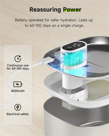 APETDOLA 4L Fuente de agua inalámbrica para gatos con sensor automático, fuente para beber para gatos, perros, bebedero, accesorios para dispensador de agua para mascotas