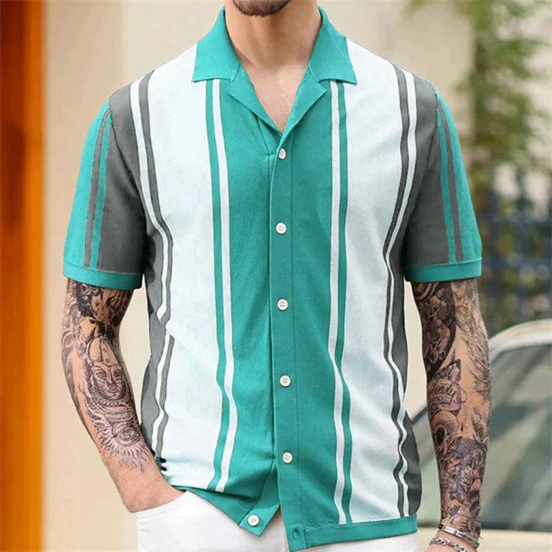 Camisas tipo polo Jacquard estilo europeo para hombre, tejido de punto, informal de negocios, frescura veraniega, viscosa de calidad, elásticas, sedosas
