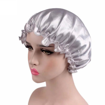 New Satin Hair Cap for Sleeping Invisible Flat Imitation Silk Round Haircare Women Headwear Ceremony Adjusting Button Night Hat