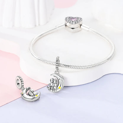 New Arrivals Silver Plated Cute Pet Moon Luminous Firefly Charms Fit Original Bangle Beads Pendent Dangle Bracelet DIY Jewelry