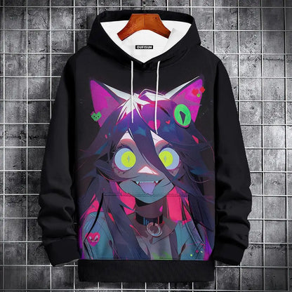 Sudadera con capucha de anime para hombre, a la moda, con estampado gráfico, estilo hip hop, ropa de calle, para primavera y otoño, sudaderas con capucha de gran tamaño para hombre