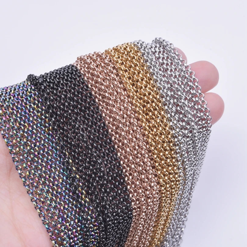 2/5pcs Rainbow Chain New Personalized Multiple Shape Designs Necklace Chains For Jewelry Making DIY 304 Stainless Steel Chains
