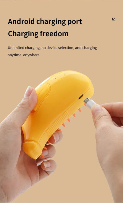 Cepillo de vapor giratorio para gatos y perros, peine eléctrico pulverizador para eliminar el pelo, cepillo de gato de silicona suave para masaje, peine de aseo, accesorios para mascotas