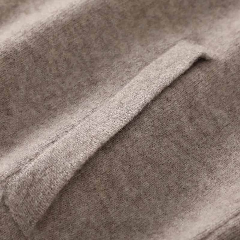 Suéter 100% Lana Merino para Hombre, Cuello Polo, Cierre de Cremallera, Cártigan de Negocios, Chaqueta de Cachemira, Tejido para Otoño Invierno
