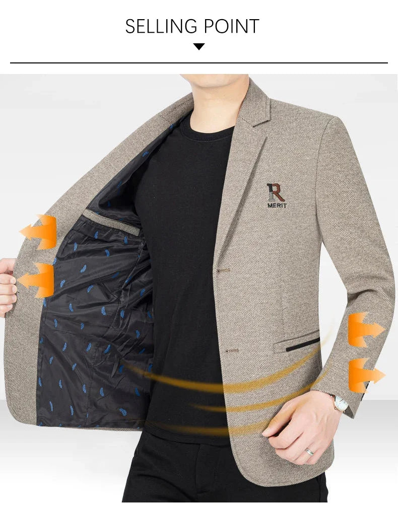 TFETTERS Brand 2025 Spring Business Blazer for Men Solid Autumn Casual Men's Jacket Blazer Fashion Single Breasted Suits Mens