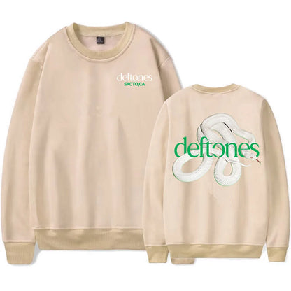 Sudadera de manga larga con lista de canciones Private Music Deftones Rock Band estampada con capucha, cuello redondo, informal, suelta, para hombre, otoño