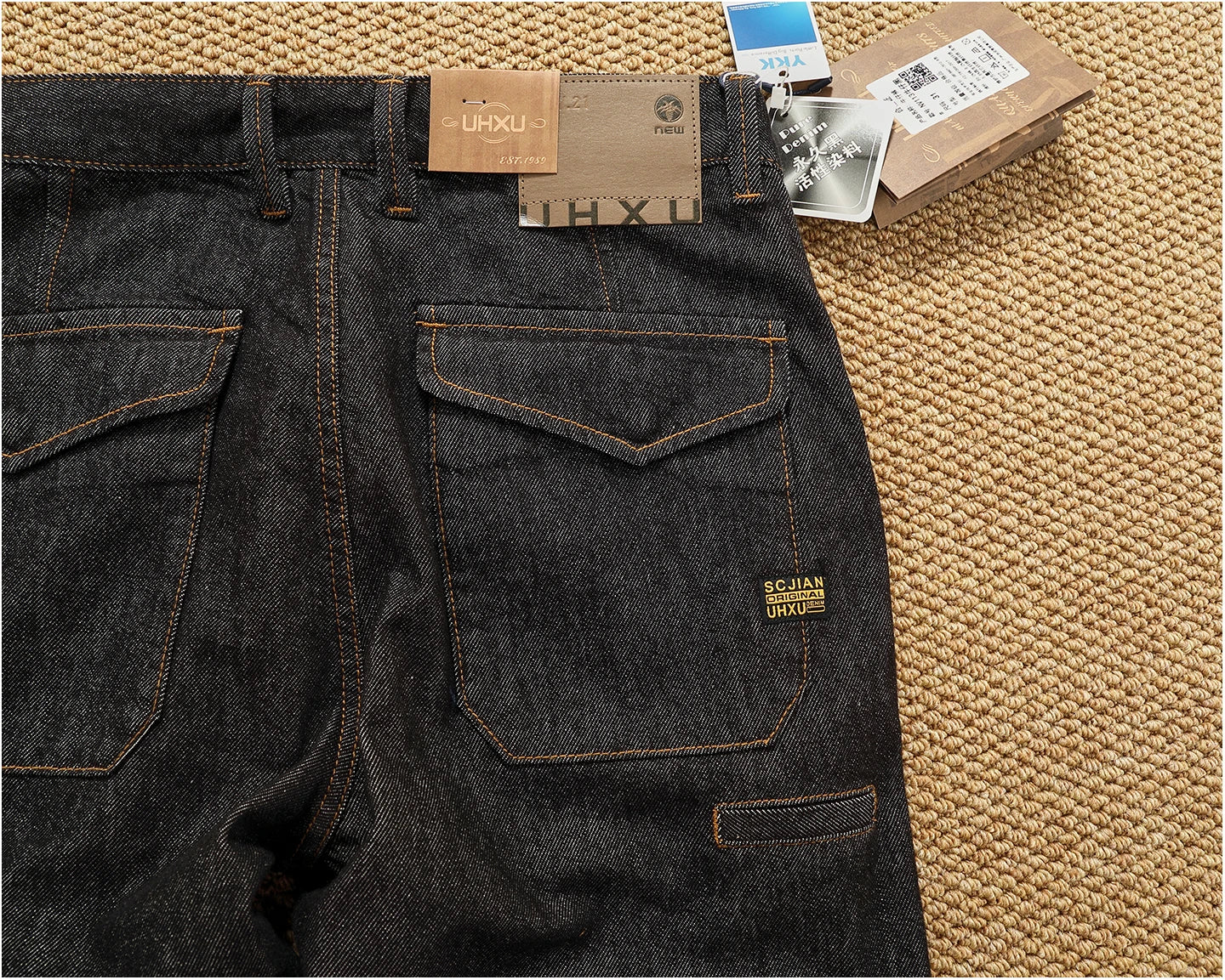 Jeans cónicos casuales rectos lavados de mezclilla de alta gama con corte 3D, peso pesado, estilo retro americano, cómodos, a la moda para hombres, Otoño 2025