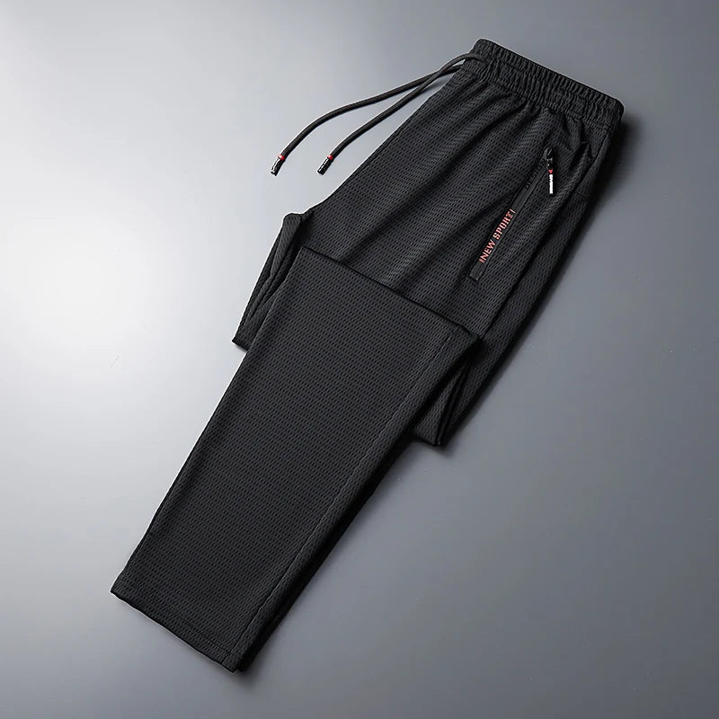 Summer Breathable Mesh Black Sweatpants Men Joggers Sportswear Baggy Trousers Male Casual Track Pants 7XL 8XL