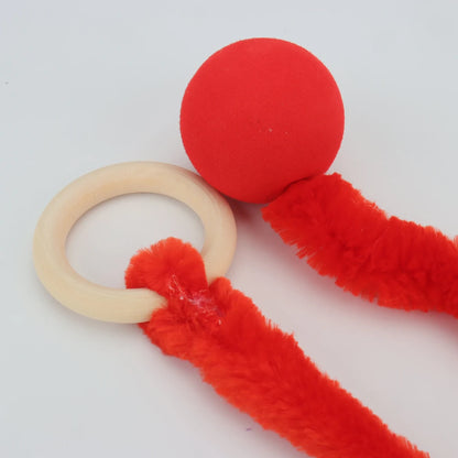 Plush Long Tail Ball Cat Toy Training Cat Interactive Ball Wood Ring Pet Toy
