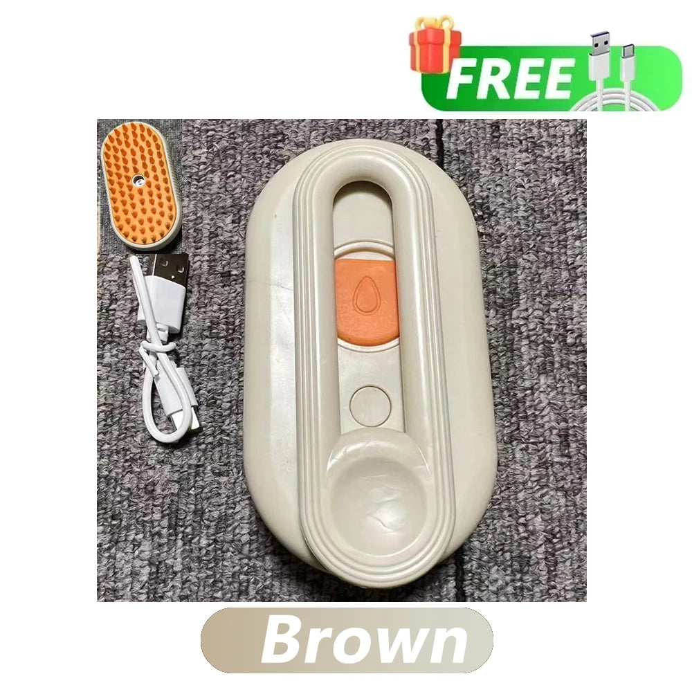 Cepillo de vapor giratorio para gatos y perros, peine eléctrico pulverizador para eliminar el pelo, cepillo de gato de silicona suave para masaje, peine de aseo, accesorios para mascotas