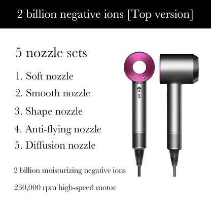 New Super Hair Dryer 220V Leafless Hair Dryer Personal Hair Care Styling Negative Ion Tool Schedule Negative Ion Electric Dryer