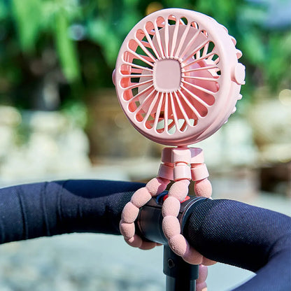Ventilador de Cochecito para Bebés con Trípode Flexible, Ventilador Portátil de Mano con Carga USB, Mini Ventilador de Escritorio de 500mAh para Cochecito de Bebé y Estudiantes
