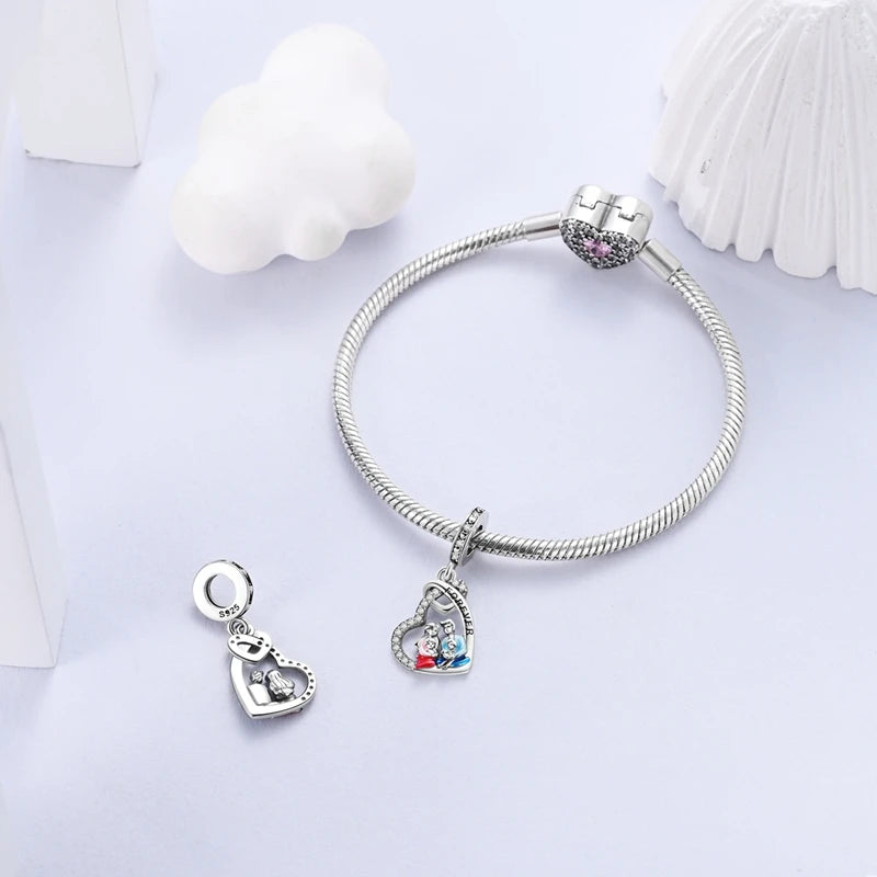 New 925 Sterling Silver Charms Bead Penguin Owl Bow Heart Charm Fit Original Pendant Bracelet Jewelry Making For Women Gift