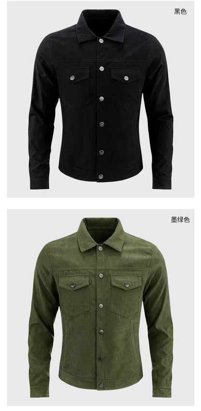Chaqueta estilo británico de primavera y otoño para hombre, chaqueta informal de gamuza, moderna con botones, personalidad informal, ropa nueva para hombre.