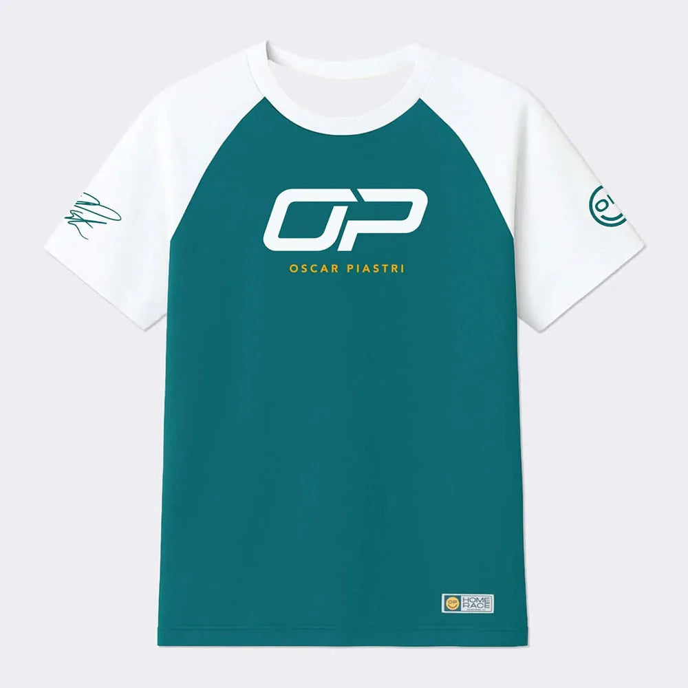 Camiseta unisex de calle tipo jersey de manga corta con cuello redondo y diseño Oscar Piastri, de verano, para hombre, con gráfico, de corte holgado