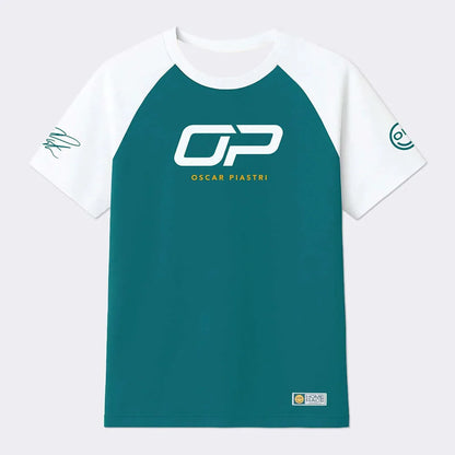 Camiseta unisex de calle tipo jersey de manga corta con cuello redondo y diseño Oscar Piastri, de verano, para hombre, con gráfico, de corte holgado