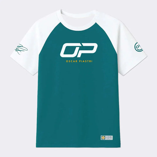 Camiseta unisex de calle tipo jersey de manga corta con cuello redondo y diseño Oscar Piastri, de verano, para hombre, con gráfico, de corte holgado