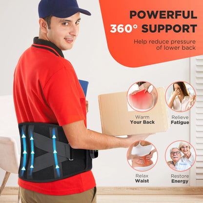 Cinturón Masajeador Vibratorio Calefactor, Soporte de Cintura con Compresas Calientes de Luz Roja, Masajeador de Espalda, Cinturón de Soporte Lumbar