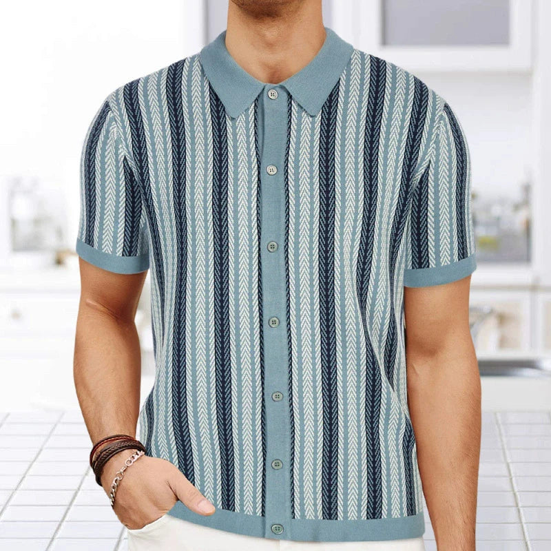 Camisas tipo polo Jacquard estilo europeo para hombre, tejido de punto, informal de negocios, frescura veraniega, viscosa de calidad, elásticas, sedosas