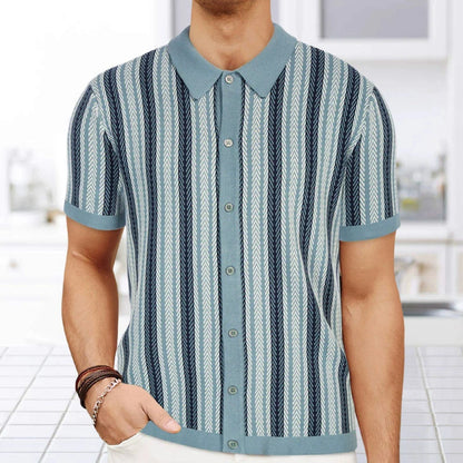 Camisas tipo polo Jacquard estilo europeo para hombre, tejido de punto, informal de negocios, frescura veraniega, viscosa de calidad, elásticas, sedosas