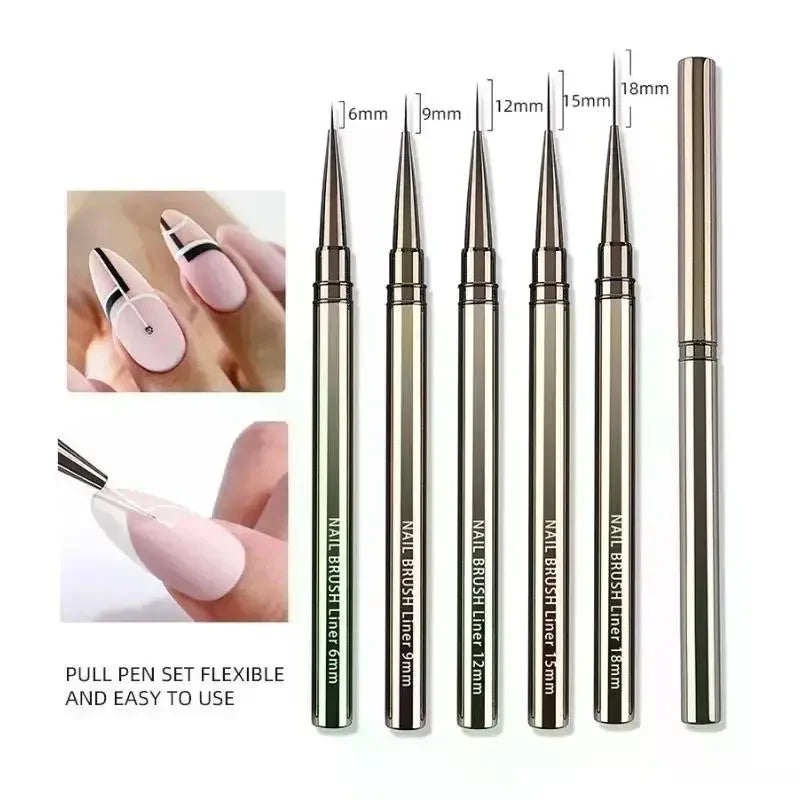 Nails Art Liner Brushes Elongated Lines Striping Drawing Painting  6/9/12/15/18mm Design Pen Professional Manicure Tool New