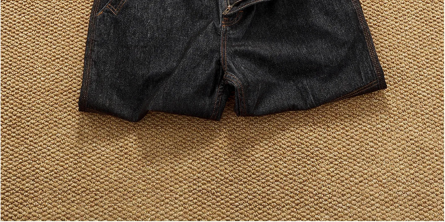 Jeans cónicos casuales rectos lavados de mezclilla de alta gama con corte 3D, peso pesado, estilo retro americano, cómodos, a la moda para hombres, Otoño 2025
