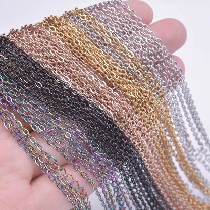 2/5pcs Rainbow Chain New Personalized Multiple Shape Designs Necklace Chains For Jewelry Making DIY 304 Stainless Steel Chains