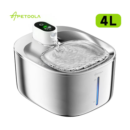 APETDOLA 4L Fuente de agua inalámbrica para gatos con sensor automático, fuente para beber para gatos, perros, bebedero, accesorios para dispensador de agua para mascotas