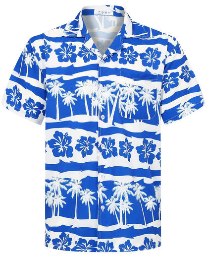 Camisas Hawaianas de Verano para Hombre, Manga Corta, Botones, Estampado de Árboles de Coco, Camisa Casual de Playa Aloha Tallas Grandes 6XL, Ropa para Hombre