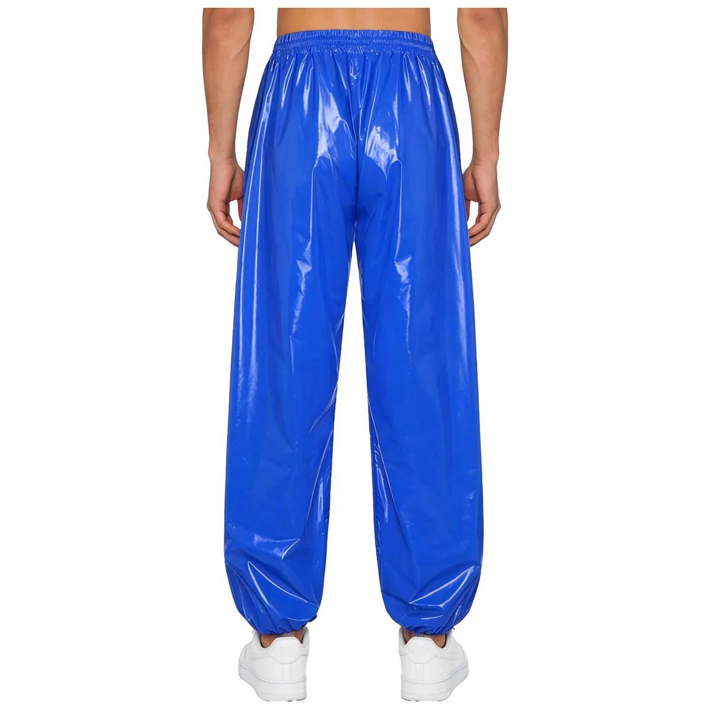 Pantalones Holgados Brillantes para Hombre Y2K con Cordón en la Cintura, Elástico en la Cintura, Bolsillos Laterales, Pantalones de Chándal Holgados y Brillantes, Disfraces de Hip Hop