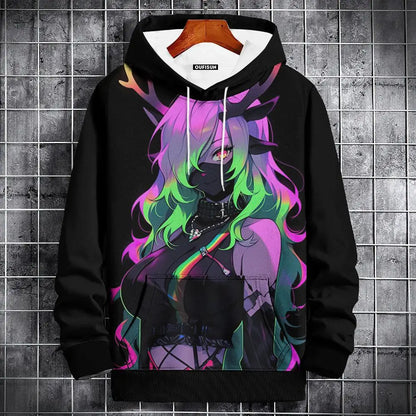 Sudadera con capucha de anime para hombre, a la moda, con estampado gráfico, estilo hip hop, ropa de calle, para primavera y otoño, sudaderas con capucha de gran tamaño para hombre