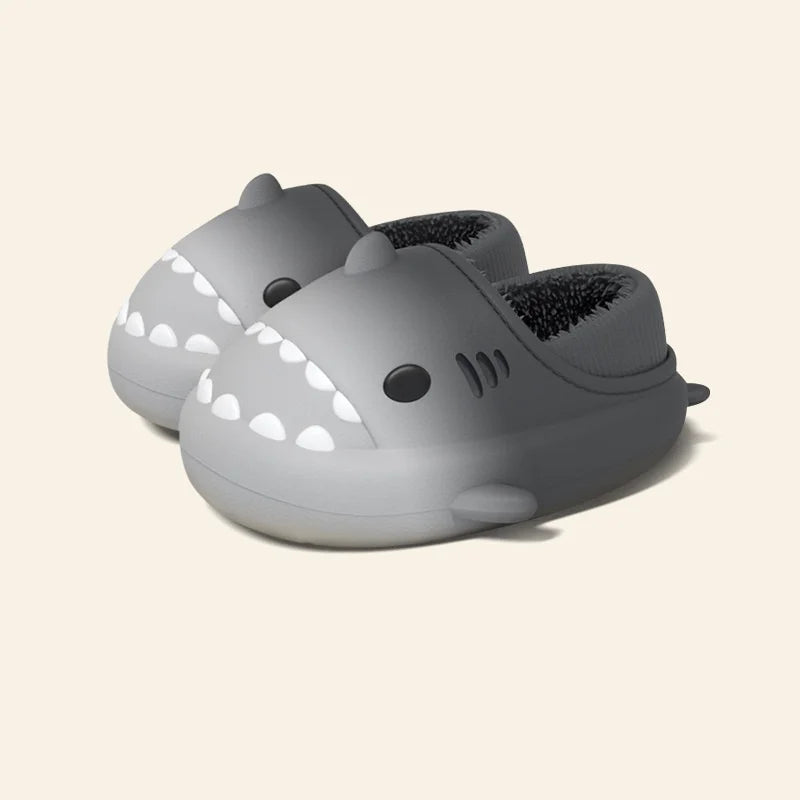 Winter Cute Children EVA Shark Slippers Girls Soft Indoor Home Cotton Sandals Boys Non-Slip Thick Slides Kids Waterproof Shoes