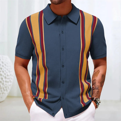 Camisas tipo polo Jacquard estilo europeo para hombre, tejido de punto, informal de negocios, frescura veraniega, viscosa de calidad, elásticas, sedosas