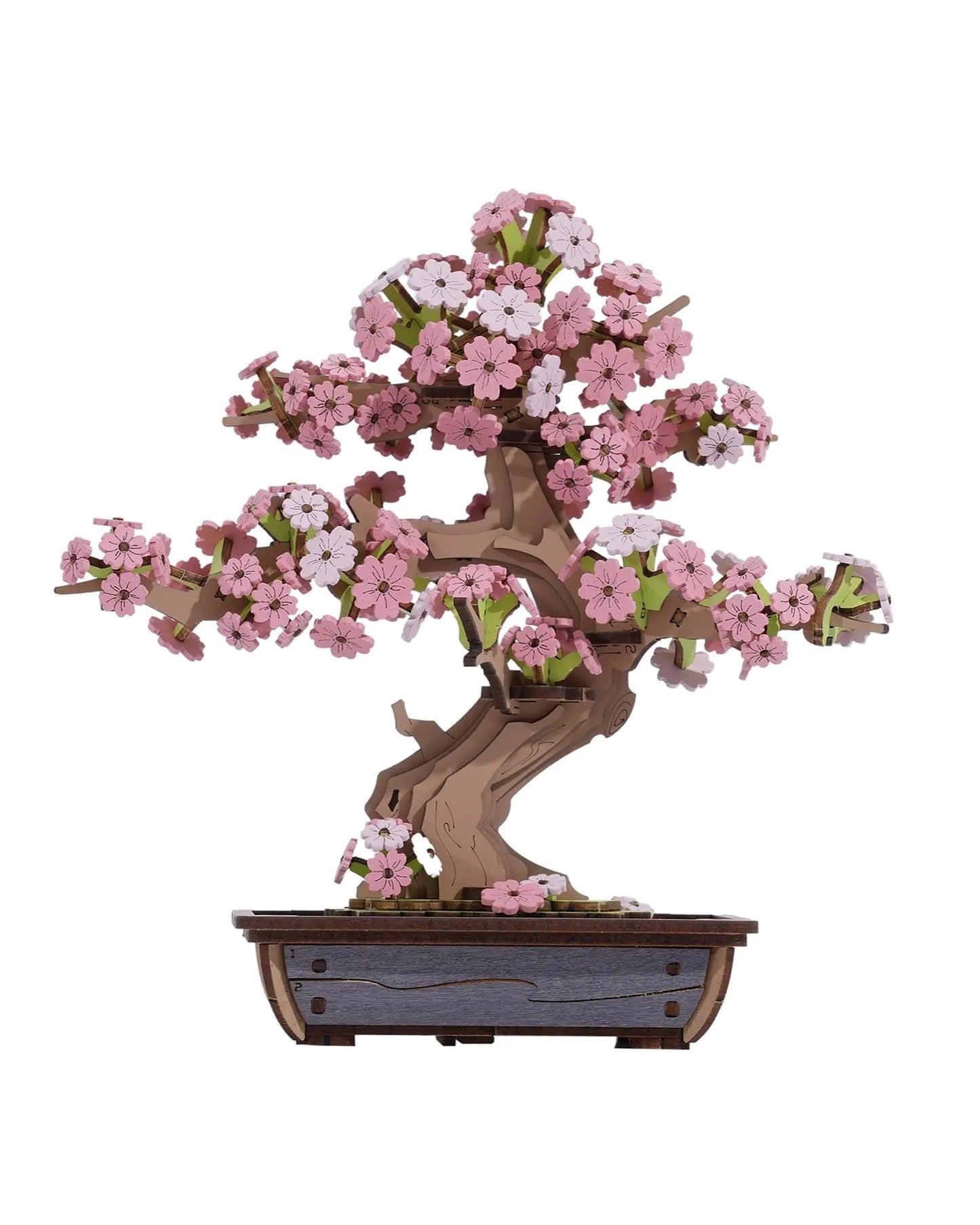 Robotime Rolife 3D Rompecabezas de Madera de Bonsái de Sakura Fácil Montaje Kit de Bonsái de Pino de Hoja Perenne Regalo de Navidad para la Familia Decoración del Hogar